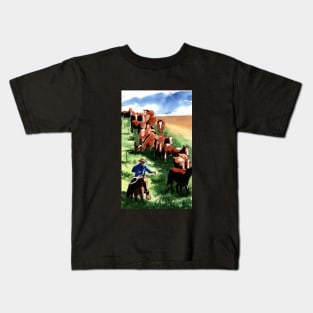 Wild Horse Roundup Watercolor Kids T-Shirt